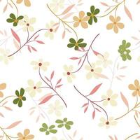 Cute simple flower seamless pattern. Doodle botanical plants background. Hand drawn abstract floral wallpaper. vector