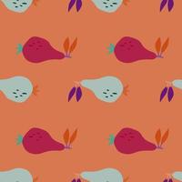 Hand drawn pears seamless pattern. Fruits botanical backdrop. vector