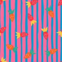 Simple strawberry seamless pattern. Hand drawn strawberries wallpaper. Fruits backdrop. vector