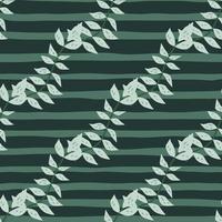 Hand drawn branches with leaves seamless pattern. Simple organic background. vector