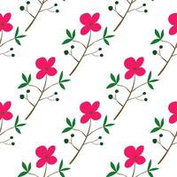 Romantic hand drawn flower seamless pattern. Simple abstract floral wallpaper. Doodle plants endless background. vector