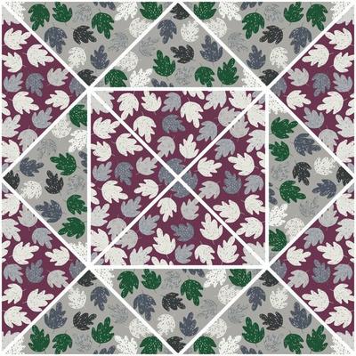 Vintage oak mosaic seamless pattern. Maple foliage endless wallpaper. Botanical backdrop tile.