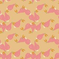 Hand drawn pears seamless pattern. Fruits botanical backdrop. vector