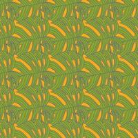 Contoured outline monstera silhouettes seamless pattern. Palm leaves endless background. Botanical wallpaper. vector