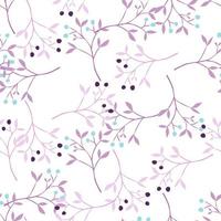 Hand drawn berry elements with leaves seamless pattern. Doodle botanical plants wallpape. vector