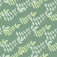 Hand drawn branches with leaves seamless pattern. Simple organic background. vector