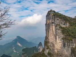 beautiful view on Tianmen mountain national park with clear Sky in zhangjiajie city China.Tianmen mountain the travel destination of Hunan zhangjiajie city China photo