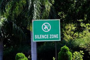 Vijayapura, Karnataka, June 14, 2022 - Silent Zone Board Hanging in Almatti Garden. photo
