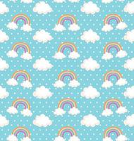 rainbows and clouds pastel pattern vector
