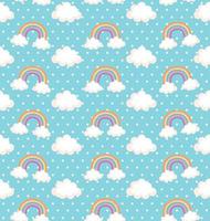 rainbows and clouds pastel pattern vector