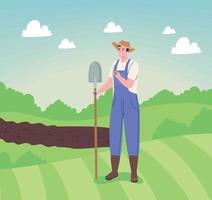 farmer with shovel scene vector