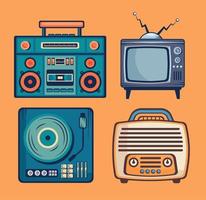 cuatro iconos de estilo retro vector