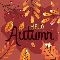 hello autumn lettering template vector