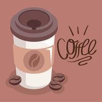 coffee lettering card vector