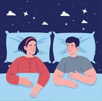 couple sleeping with pillows vector