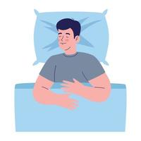 man sleeping with blue pijama vector