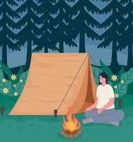 woman in the camping vector