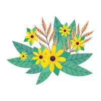 yellow flowers garden decoration vector