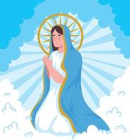 virgin praying in clouds vector