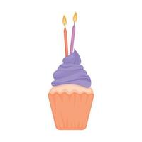 birthdat cupcake with candles icon vector