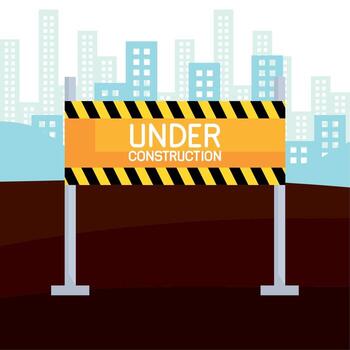 under construction barricade scene vector