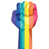 fist with lgtbi flag vector