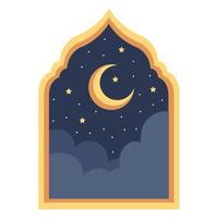 arabic arch with crescent moon vector