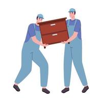 moving workers lifting drawer vector