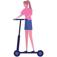 woman ride skate vector