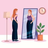 mujer gorda en la escena del espejo