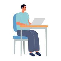 man using laptop vector