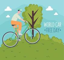 cartel de letras del día mundial sin automóviles vector