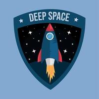 rocket space retro sticker vector