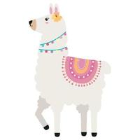 cute llama walking vector