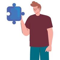 creative man with puzzle vector