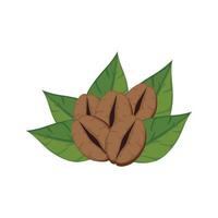 granos de café y hojas vector