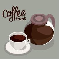 coffee break lettering postcard vector