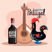 welcome portugal lettering poster vector