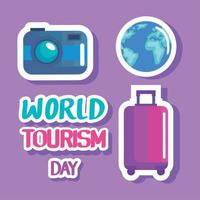 three tourism day icons vector