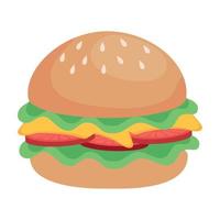 delicious burger fast food vector