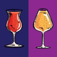 red and yellow cocktails vector