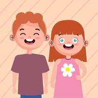 blond little kids couple vector