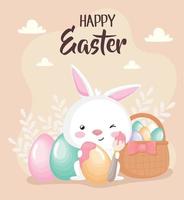 happy easter lettering poster vector