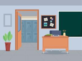 classroom with desk school place vector