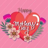 happy mothers day lettering in heart vector