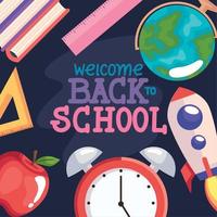 back to school lettering frame vector