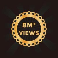 vector de diseño de fondo de celebración de 8 millones de vistas u 8 millones de vistas