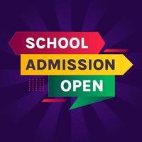 colorful school admission open banner vector for social media post template