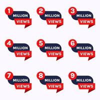 views celebration banner design 100k views to 900k plus views vector set