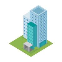 blue building isometric construction vector